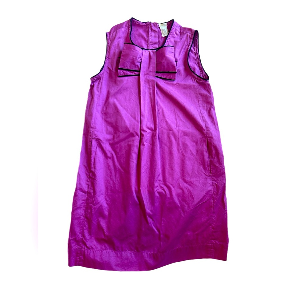 💜 Crewcuts Violet Purple Dress w/ Bow & Black Piping – Girls Size 14 – Classic
